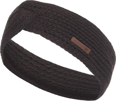 Knit Factory Joy Gebreide Dames Hoofdband - Haarband - Oorwarmers dames - Hoofdwarmer vrouwen - Hoofdband winter - Donkerbruin - One Size