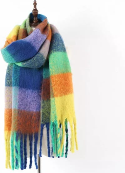 Oversized Geruite Sjaal Dames - Extra Zacht & Warm - Luxe Deken Sjaal met Franjes - Urban U - Colour Pop