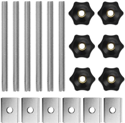 Dailygoods- Schuifmoer M8 Set van 18 - T-Track Moeren - T-Track Bouten - Aluminiumlegering - Roestvrij Staal - Praktisch Houtbewerkingsgereedschap - T-gleufmoer