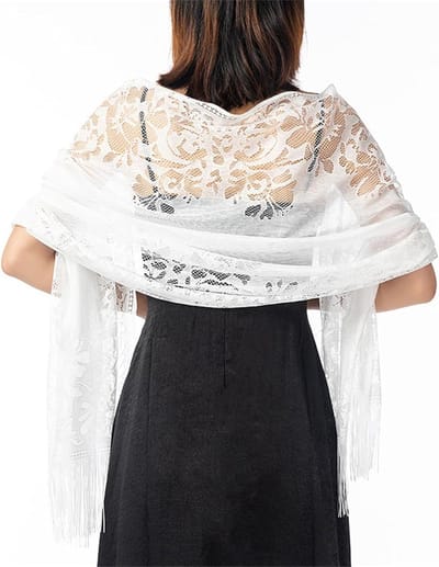 Dames Sjaals - Pashmina Wraps - Bruiloft Accessoire - Chiffon Stof - 3 x 2 x 1 cm - Zilverkleurig
