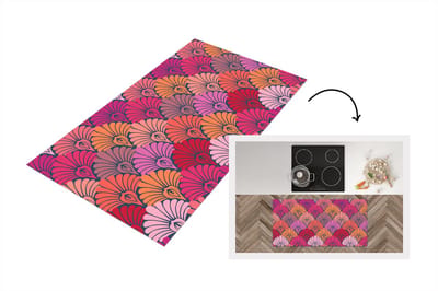 Keukenloper 120x60 cm - Keukenmat vinyl Patronen - Art Deco - Roze - Bloemen - Keukenmatten loper - Keuken vloerkleed tapijt