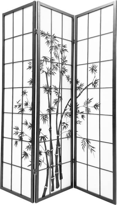 Fine Asianliving Japans Kamerscherm Shoji B135xH180cm Scheidingswand Zwart - Bamb