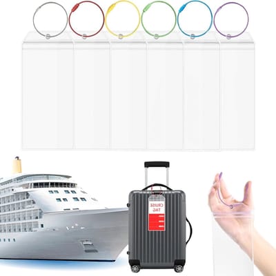 Set van 6 Transparante Kofferhangers met Metalen Ring voor Reisbagage, Geschikt voor Koffers, Vliegtuig en Cruises, Ideaal voor Organisatie en Identificatie van Bagage