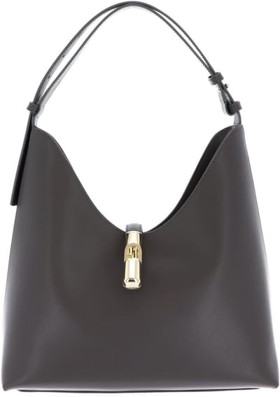 FURLA Leren schoudertas Goccia Hobo Bag Urban Gray donkergrijs