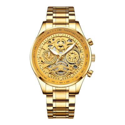Nibosi - Herenhorloge - Polshorloge - Heren - Horloge - Horlogedoos - Mannen - Goud - RVS