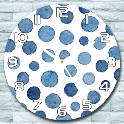 Coloray Wandklok - Aquarel stippen Glazen Klok - 30fi cm - Blauw Wandklok - Wandklok Ronde - Wandklok Klassiek - Wandklokken Woonkamer - Stille Wandklok