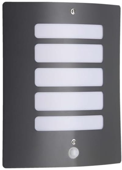 Donkergrijze Buitenwandlamp met Bewegingsmelder | 29 x 23 cm | IP44 | E27