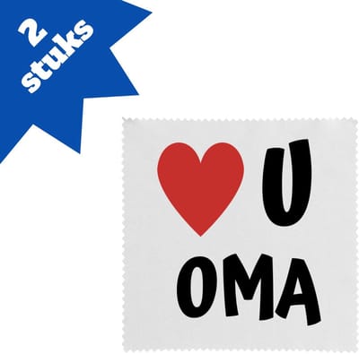 Akyol - love u oma brillendoekjes - Oma - de liefste oma - verjaardag - cadeautje voor oma - oma artikelen - kado - geschenk - 17,8 bij 17,8 cm - 2 stuks