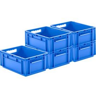 Euro Box SSI Schäfer EF 4170, 15,7 l, geperforeerde handgreep, zonder deksel, polypropeen, blauw, 5 stuks