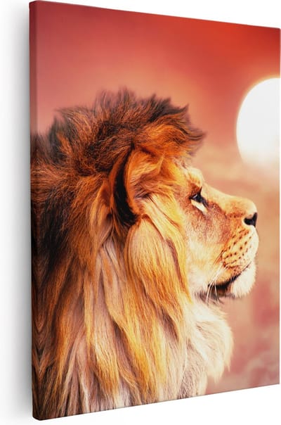 Artaza Canvas Schilderij Leeuwenkop - 40x50 cm - Wanddecoratie Dierenkop - Muurdecoratie Woonkamer - Kamer Accessoires