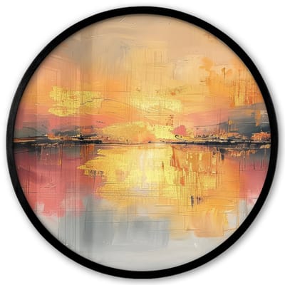 Poster in lijst Rond - Fotolijst 40x40 cm - Posters - Modern - Abstract - Goud - Roze - Ronde posterlijst zwart - Decoratie - Wanddecoratie woonkamer - Muurdecoratie slaapkamer