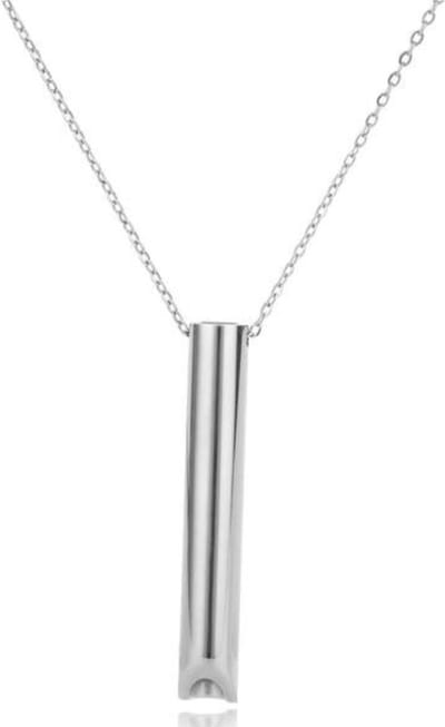 *** Ademketting Zilverkleurig - Stop met hyperventileren/ Roken / Vapen - Rustige ademhaling - Ademhalingstrainer - Anti-hyperventilatie ketting - Tegen stress en paniek - van Heble® ***