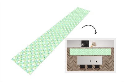 Keukenloper - Loper keuken - Groen - Sterren - Patronen - Cirkel - 300x50 cm - Keukenloper vinyl
