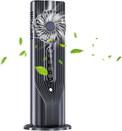 Luchtbevochtiger Ventilator - Persoonlijke Vernevelaar - Bureau Comfort - Stille Werking - 100ml Watertank - Grijs