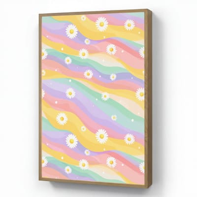 Nachtlampje 60x90 cm - Kinder lamp - Madeliefjes - Kleurrijk - Pastel - Tafellamp kinderkamer draadloos - Slaapkamer lampje - Bedlamp kinderen - Kinderlampje - Wandlamp babykamer - Nachtlampjes