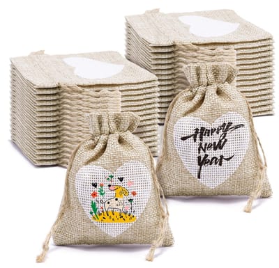 Dailygoods - 30 stuks jute zakjes, kleine zakjes om te vullen, 10 x 8 cm, jute zakjes, stoffen zakjes