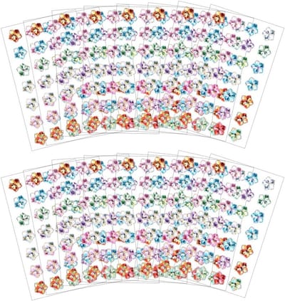 448 Pcs Gemstones Stickers - 16 Bladen 3D Acryl Edelsteen Stickers voor Scrapbooking, Make-up en Decoraties met Glanzende Hechting