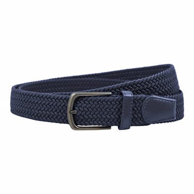 Houtkamp Blauwe Elastische riem - Dames en Heren - Rekbare Riem - Afgeronde Gesp - Stretch Elastiek - Blauw - Lengte totaal 130 cm / Riemmaat 115