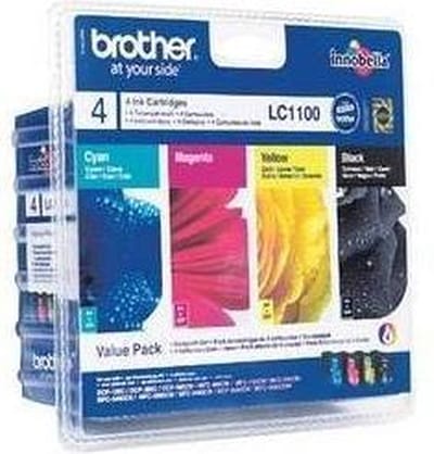 Brother LC1100VALBPRF inktcartridge 4 stuk(s) Origineel Normaal rendement Zwart, Cyaan, Magenta, Geel