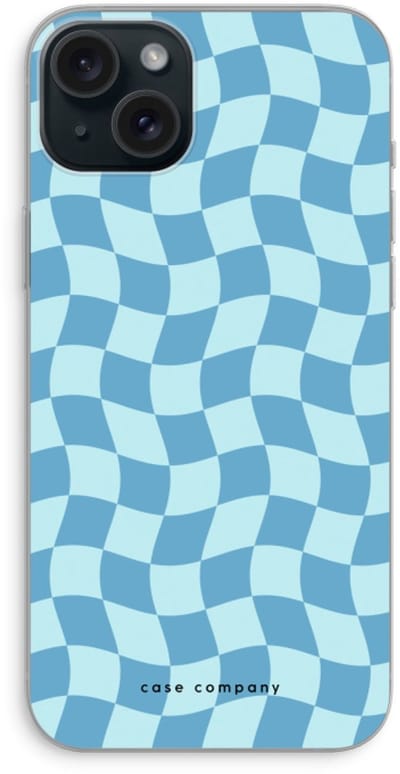 Case Company® - Hoesje geschikt voor iPhone 15 Plus hoesje - Grid Blauw - Soft Cover Telefoonhoesje - Bescherming aan alle Kanten en Schermrand