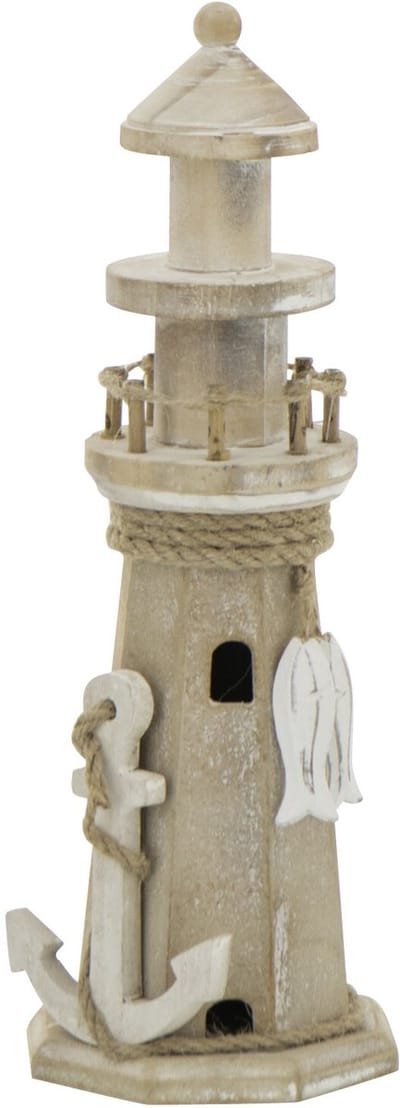 J-Line decoratie Vuurtoren - hout/touw - naturel - small