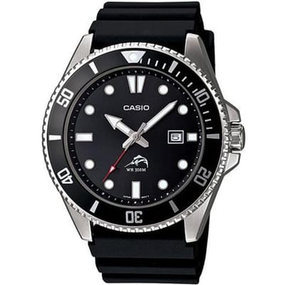 Casio YOUTH Serie-Zwaardvis Lichtgevend Oceaan Kwarts Uurwerk Hars Band Japans en Koreaans Horloge Herenhorloge Zwarte Wijzerplaat MDV106-1A zwart