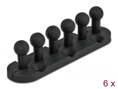 Delock Cable Holder with 5 feed-throughs self-adhesive / screwable 6 pieces black