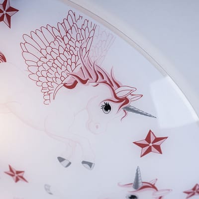 Glazen plafondlamp kinderkamer verlichting eenhoorn meisje lamp roze wit