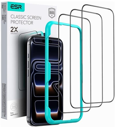 ESR Screen Protector Geschikt voor Apple iPhone 17 Pro - Tempered Glass met Montageframe - Krasbestendig - Gemakkelijke Installatie - (3-Pack)