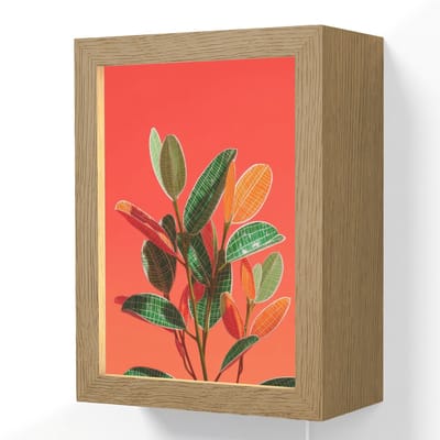 Wandlamp 15x20 cm - Oplaadbaar - Bladeren - Nerven - Oranje - Structuur - Wandlampen binnen woonkamer - Slaapkamer lamp met kabel - Decoratieve nachtlamp - Vloerlamp snoer