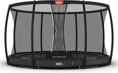BERG Champion InGround 330 Trampoline - Rond - Safety Net Deluxe - AirFlow Pro Springdoek - TwinSpring - Grijs
