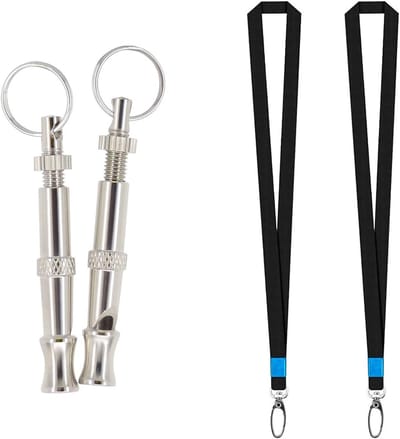 Professionele Hondenfluit met Sleutelhanger, 2 Stuks, Verstelbare RVS Fluit voor Terugroeptraining en Blaffcontrole, Ideaal voor Honden Training