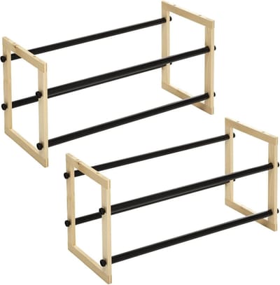 5five schoenenrek uitschuifbaar - 2x - 6-12 paar schoenen - 60 x 30 cm - metaal/hout - schoenen opbergen - schoenenrekken