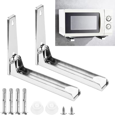 Magnetron Houders - Wandbeugels Oven - Keuken Organiseren - Roestvrij Staal - 2 Stuks - Zilverkleurig