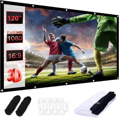 WK 2026 Projectiescherm 120 Inch – Opvouwbaar Beamer Scherm 16:9 – Kreukvrij HD Projectiedoek – 265 x 150 cm – Binnen & Buiten