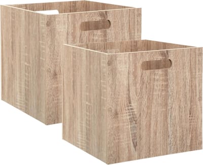 5Five Set van 2x stuks opbergmanden - kastmanden - 29 liter - bruin/naturel - hout - 31 x 31 x 31 cm - Opbergboxen - Vakkenkast manden