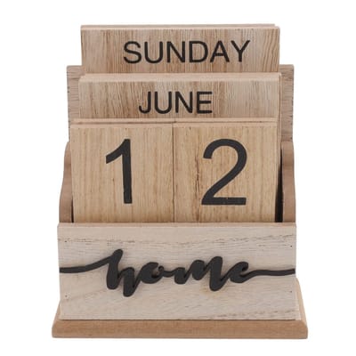 aladdien - Retro Houten Eeuwigdurende Datum Bureaukalender - Handmatige Herbruikbare Desktop Kalender - Stijlvol Ontwerp - Ideaal voor Kantoor en Th..