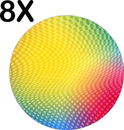 Luxe Ronde Placemat - Gekleurd Patroon - Set van 8 Placemats - 50x50 cm - 2 mm dik Vinyl - Anti Slip - Afneembaar