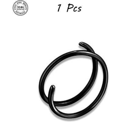 Dubbele Hoepel Neuspiercing Roestvrij Staal voor Enkele Piercing, Strakke Spiraal Neuspiercing 20G 8/10mm Dunne Neusringen Piercing Sieraden 0.8x8mm