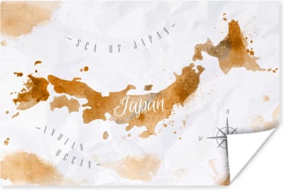 Poster 30x20 cm - Verf - Japan - Wereldkaart - Posters - Kamer decoratie - Wanddecoratie woonkamer - Muurdecoratie slaapkamer