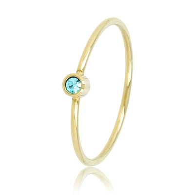 My Bendel - Betekenisring Goudkleurig met Aqua Steen - Goudkleurige Aanschuifring - Aqua Glassteen - Stainless Steel - met Luxe Cadeauverpakking | Sieraden Voor Dames | Maat 15.00 Mm / Maat 47