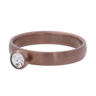 iXXXi JEWELRY - Vulring - Zirconia ring 1 steens Cristal - Mat Bruin - 4mm - Maat 17