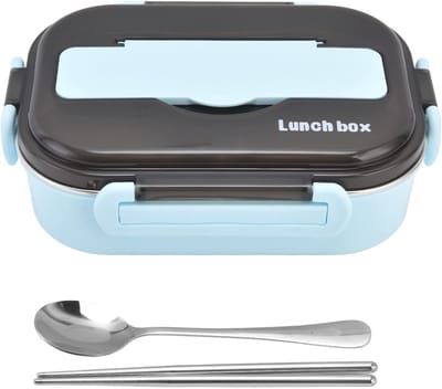 Geïsoleerde Voedselcontainer - Thermos Bento Box - Lunch Opslag - Draagbaar Met Roosters - 1 Liter - Blauw