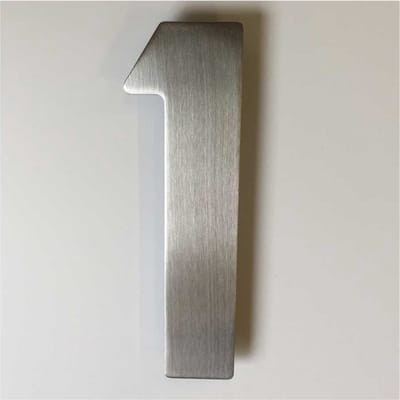 Huisnummer RVS 12 cm - Nr. 1 / rvs modern huisnummer / rvs huisnummer 120 mm / huisnummer rvs / 12cm Hoog / Kleur: zilver-rvs / Maakjenaambord.nl / huisnummerbord / huisnummers / 1