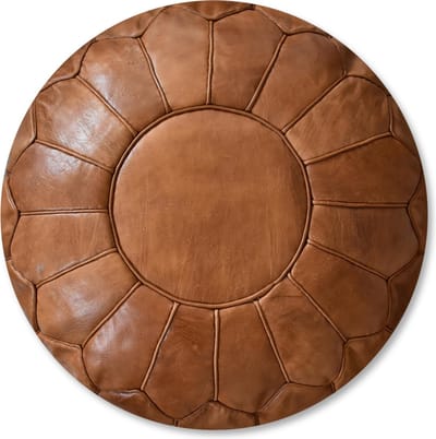 Poef Rond (XL) - Caramel bruin - Poef Leer - Ø60 x 35cm - Gevuld geleverd - Poufs&Pillows