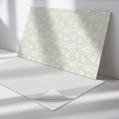 Wallfluent Vinyl Wandpaneel - Achtergrond met bloemenpatroon Zelfklevend Wandpaneel - 120 cm x 60 cm - Grijs PVC wandpaneel - Set van 1 - Rechthoekig Wandbekleding Vinyl - Bloemen en planten Wandpaneel - PVC Muurpaneel - Wandpaneel Keuken en Badkamer