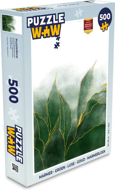 Puzzel Marmer - Groen - Luxe - Goud - Marmerlook - Legpuzzel - Puzzel 500 stukjes