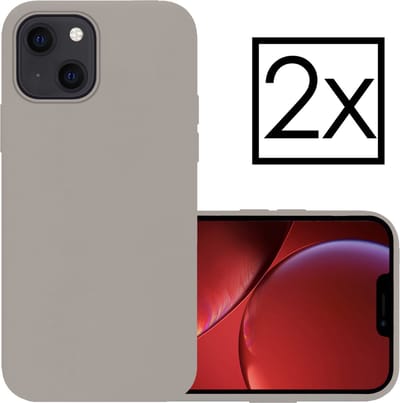 Hoesje - 2 Stuks - Geschikt voor Apple iPhone 14 Plus - Sterk & Shockproof - Case Siliconen - Back Cover - Telefoon Hoes - Grijs