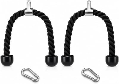 Tricepstouwen Set - Fitness Kabels - Kracht Training - 360° Draaibare Bevestiging - 675 cm - Zwart