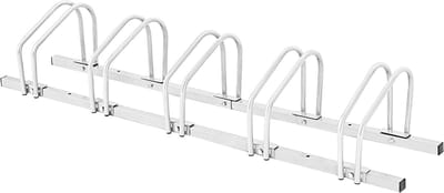 COSTWAY Fietsstandaard, staand parker, vloerstandaard, standaard met 4/5/6 fietskast, meervoudige standaard staal voor garage en tuin (voor 5 fietsen, zilver)